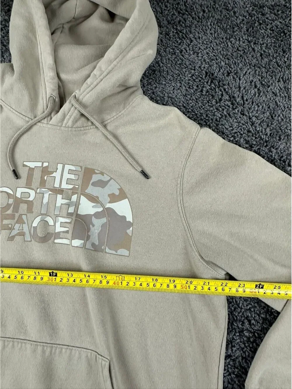 The North Face Half Dome Hoodie Men Tan Beige Camo Logo Pullover Sz Large